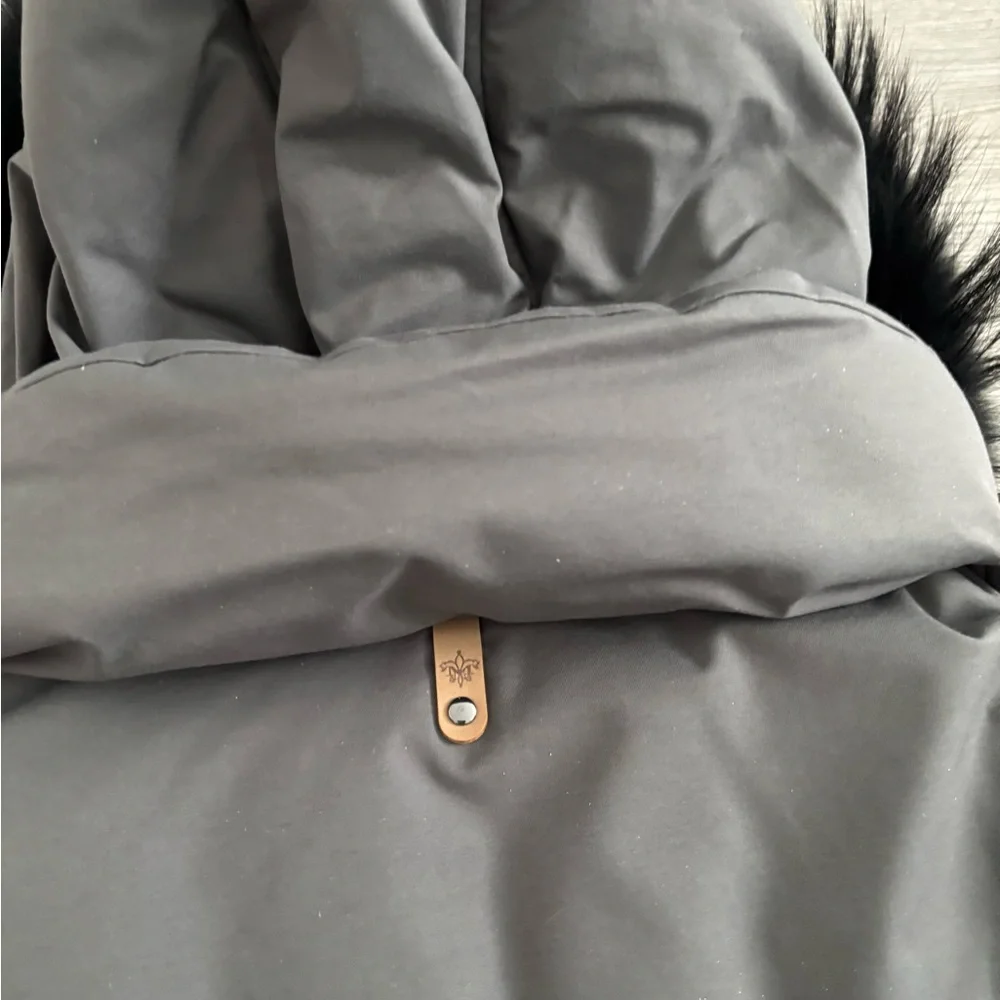 Mackage Gray Bomber Jacket with Black Fur Trim - Picture 7 of 8